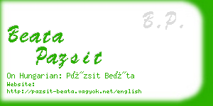 beata pazsit business card